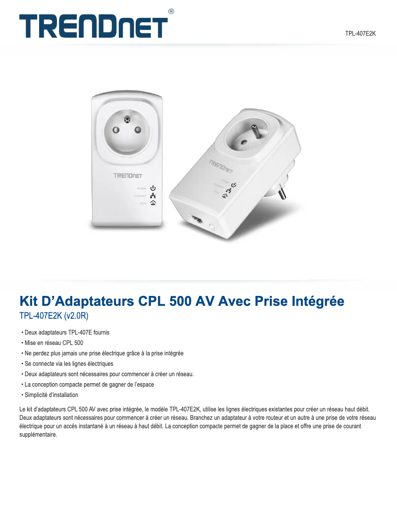 Image de la première page du manuel de l'appareil TPL-407E2K