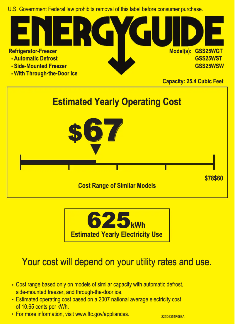Image de la première page du manuel de l'appareil GSS25WGTWW