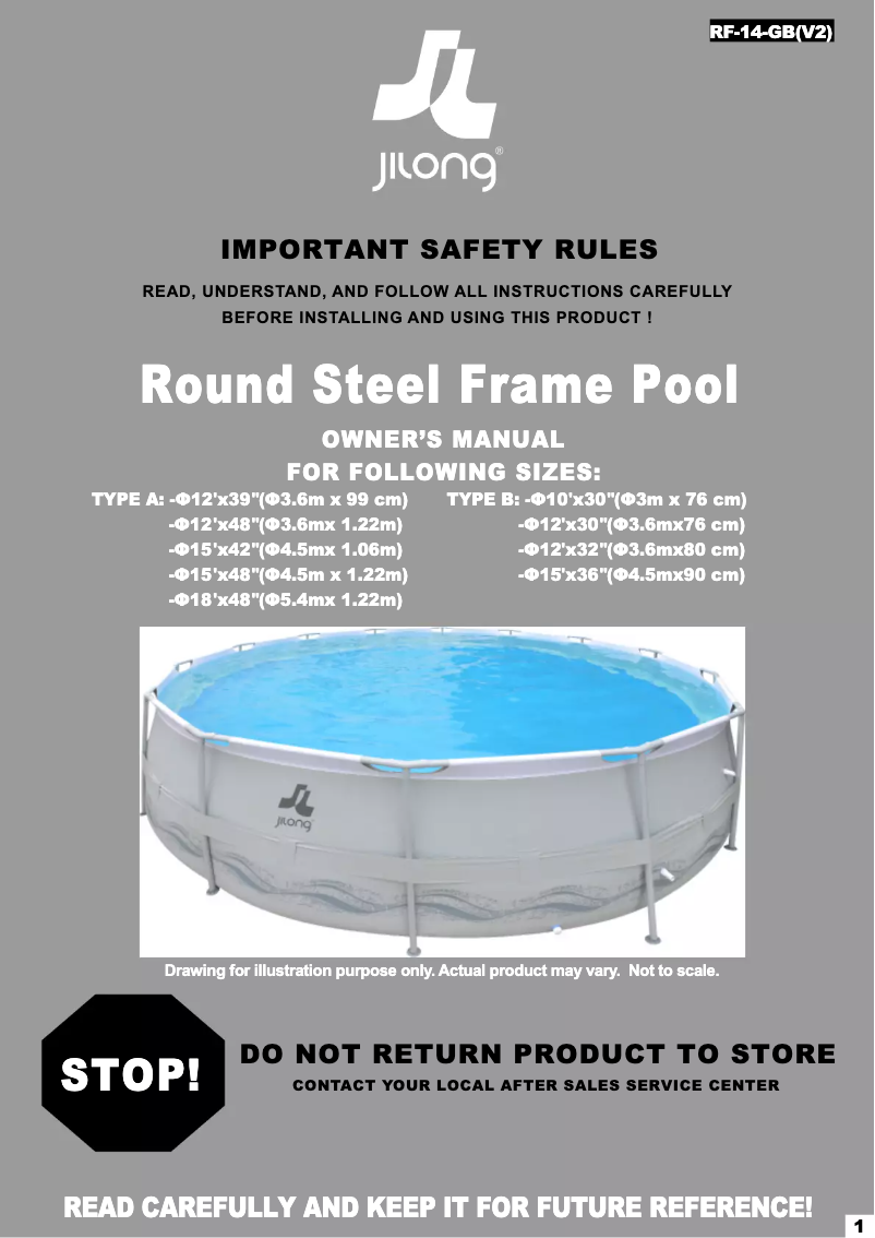 Page 1 de la notice Manuel utilisateur JILONG Round Steel (360x99)