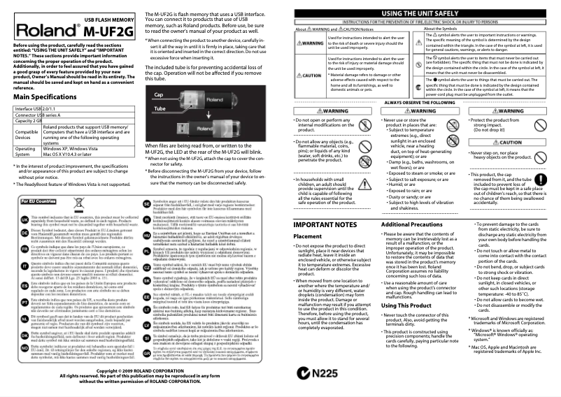 Page n°1 - Manuel utilisateur Roland M-UF2G