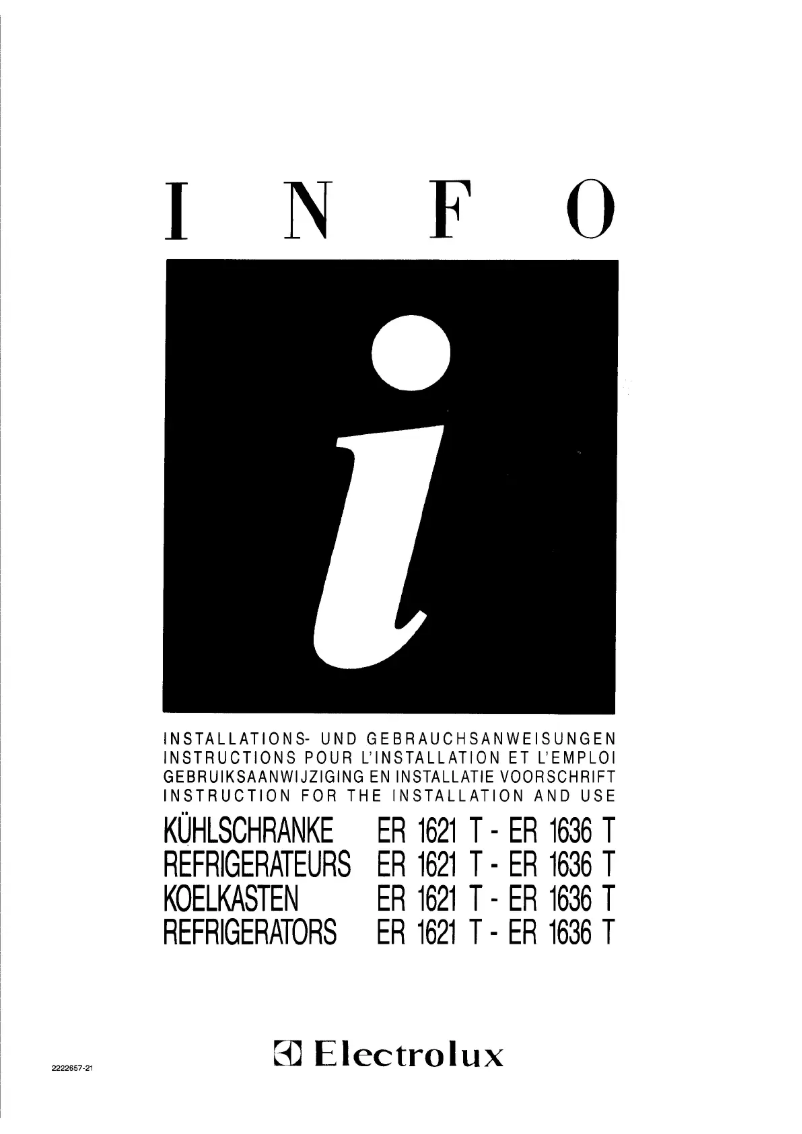 Page n°1 - Manuel utilisateur Electrolux ER 1636 T