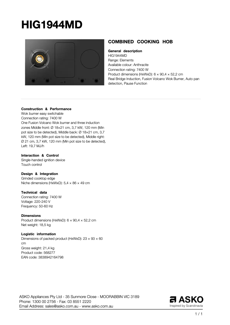 Image de la première page du manuel de l'appareil HIG1944MD