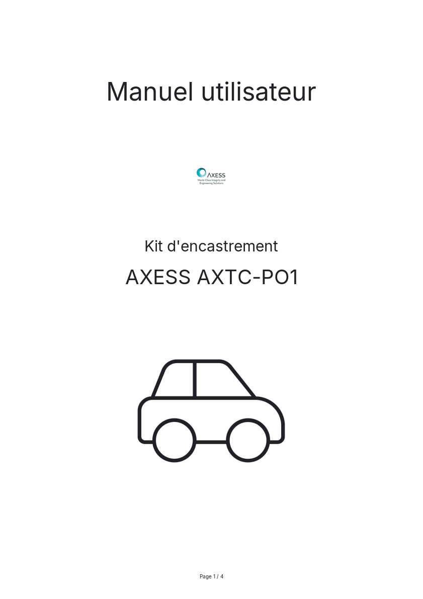 Page n°1 - Manuel utilisateur AXESS AXTC-PO1