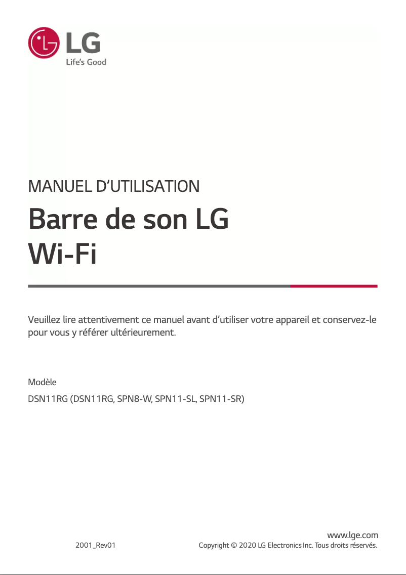 Page 1 de la notice Manuel utilisateur LG DSN11RG
