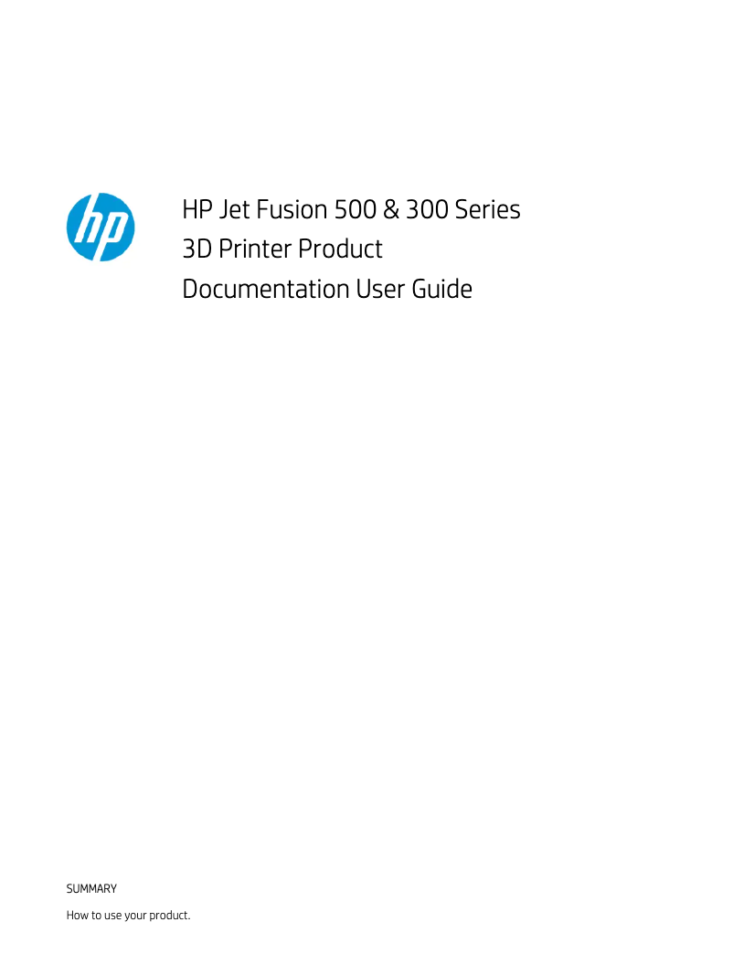 Page 1 de la notice Manuel utilisateur HP Jet Fusion 300 3D