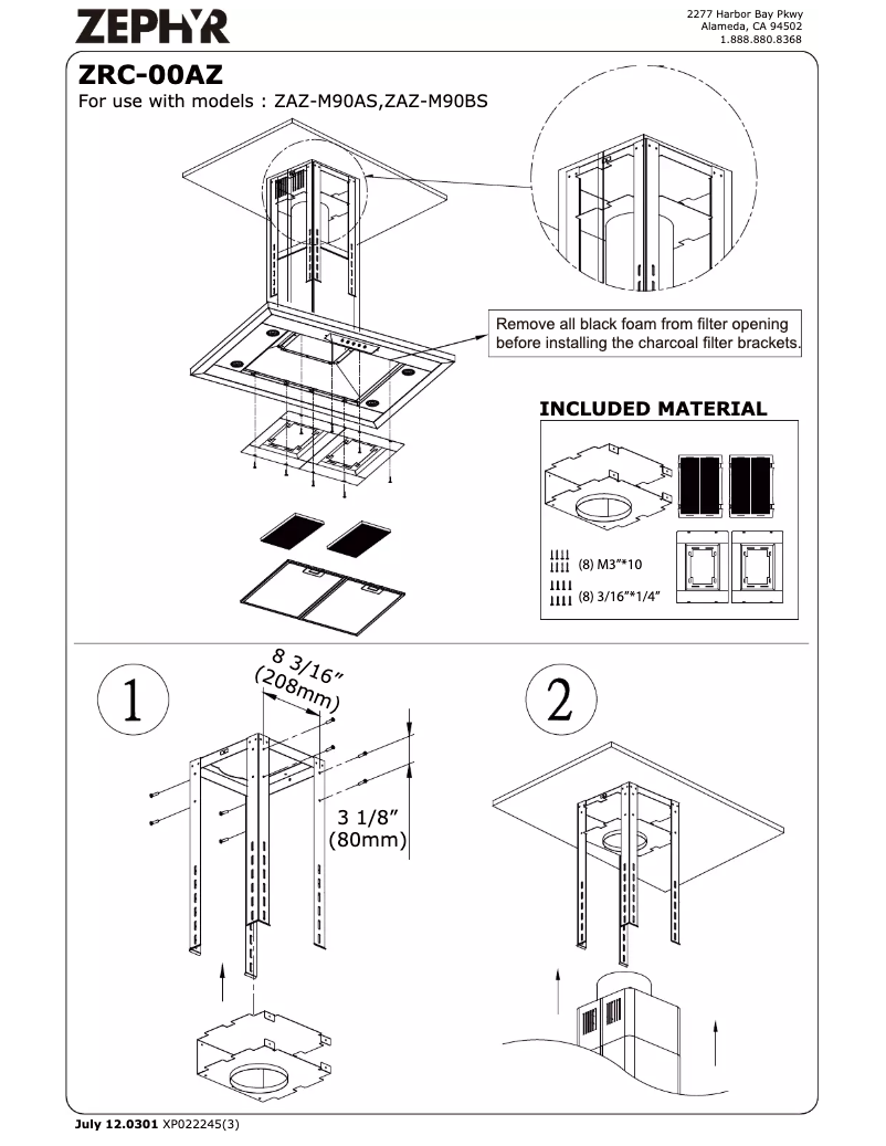 Page n°1 - Guide d'installation Zephyr ZRC-01LL