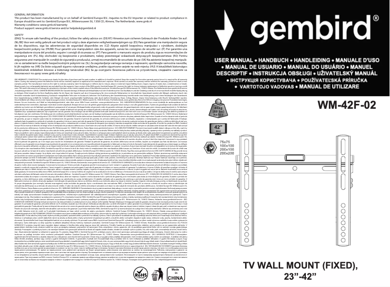 Page 1 de la notice Manuel utilisateur Gembird WM-42F-02