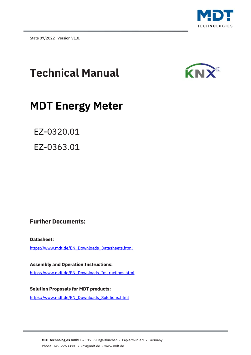 Página 1 del manual Manual de usuario MDT EZ-0320.01