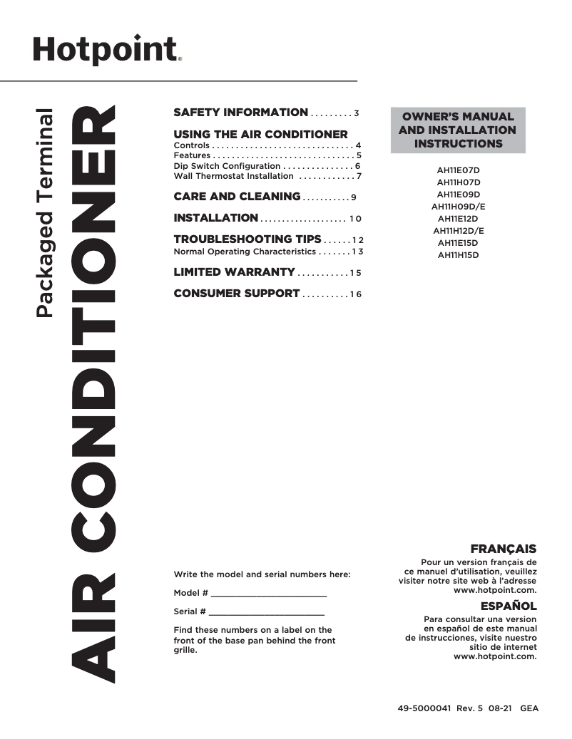 Page n°1 - Manuel utilisateur Hotpoint AH11E07D2B