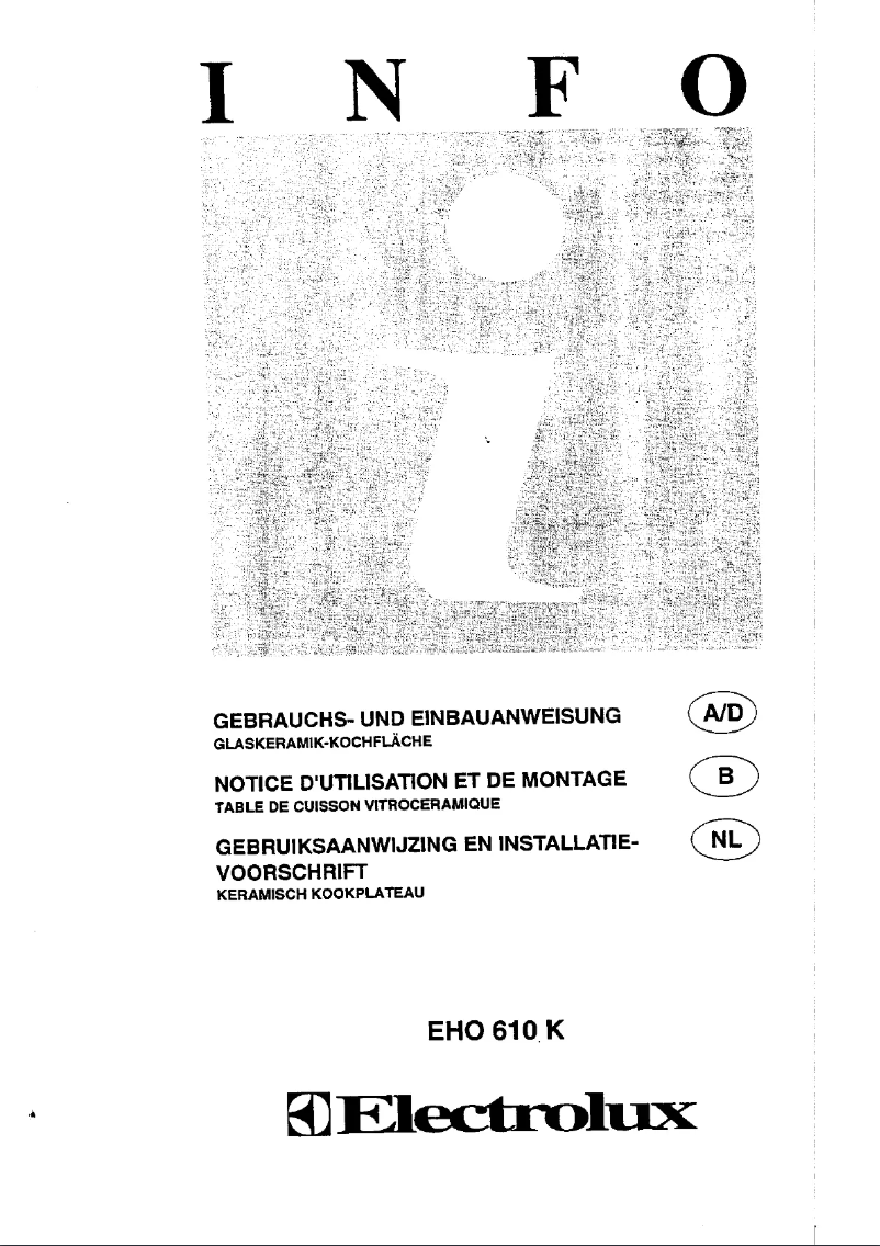 Page 1 de la notice Manuel utilisateur Electrolux EHO610