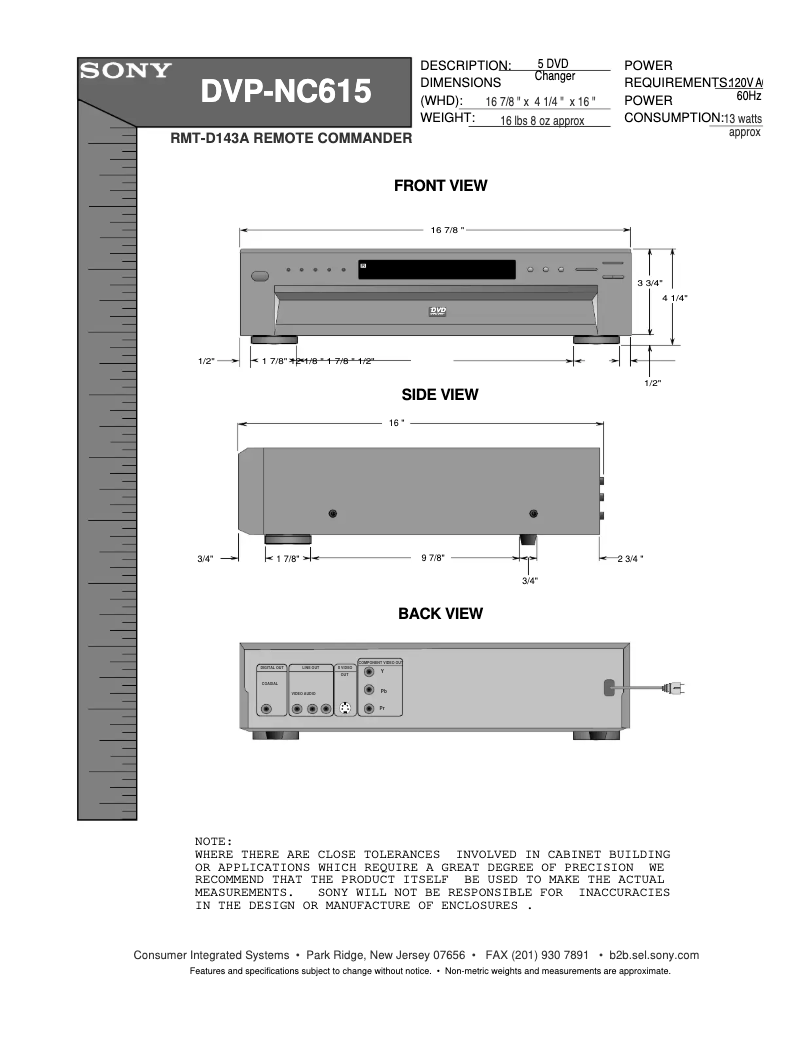 Image de la première page du manuel de l'appareil DVP-NC615