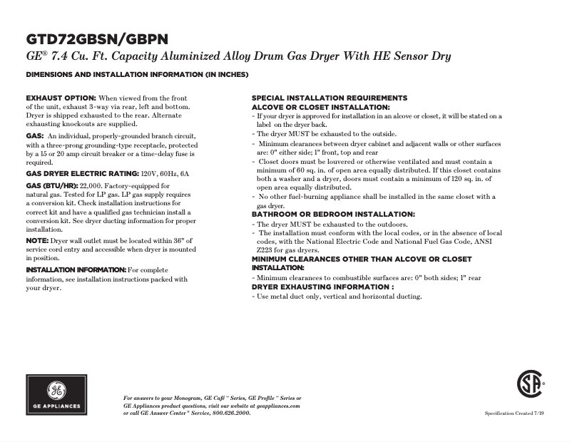 Image de la première page du manuel de l'appareil GTD72EBPNDG