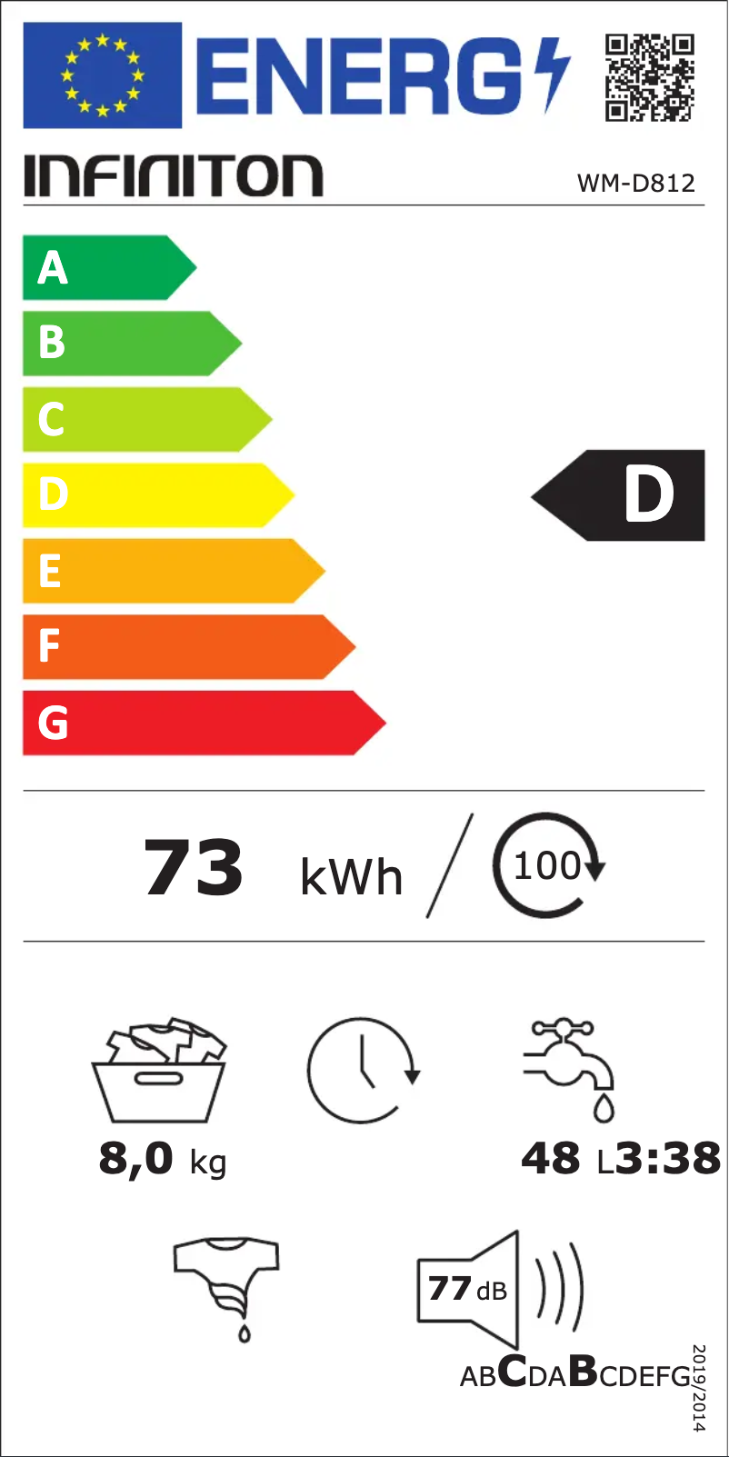 Page n°1 - Label énergétique Infiniton WM-D812