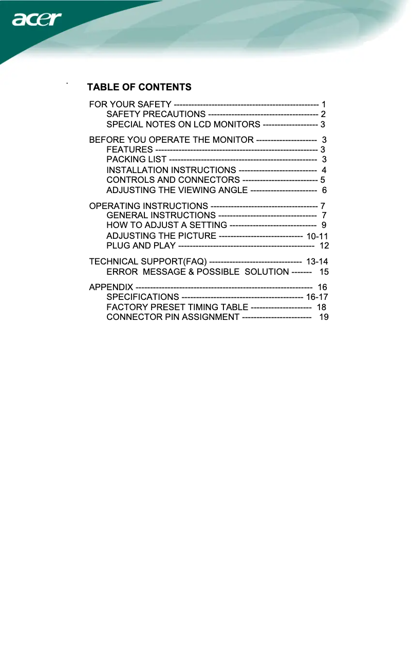 Imagen de la primera página del manual del dispositivo AL1916