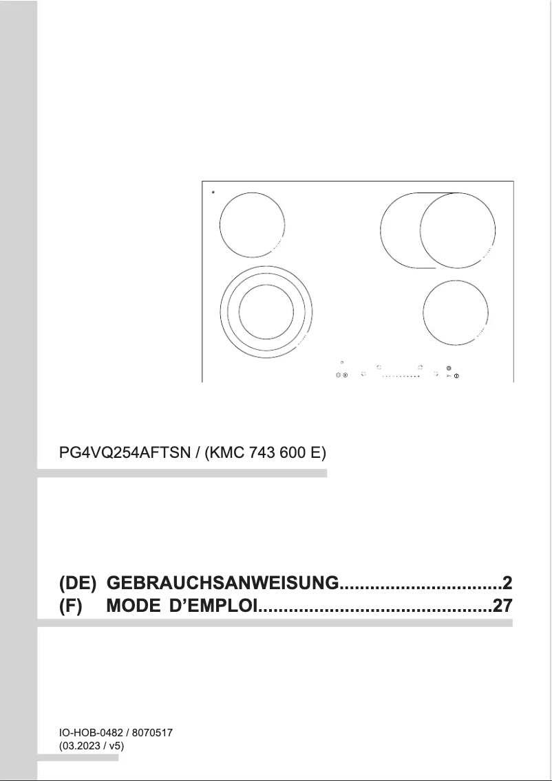 Page n°1 - Manuel utilisateur Amica KMC 743 600 E