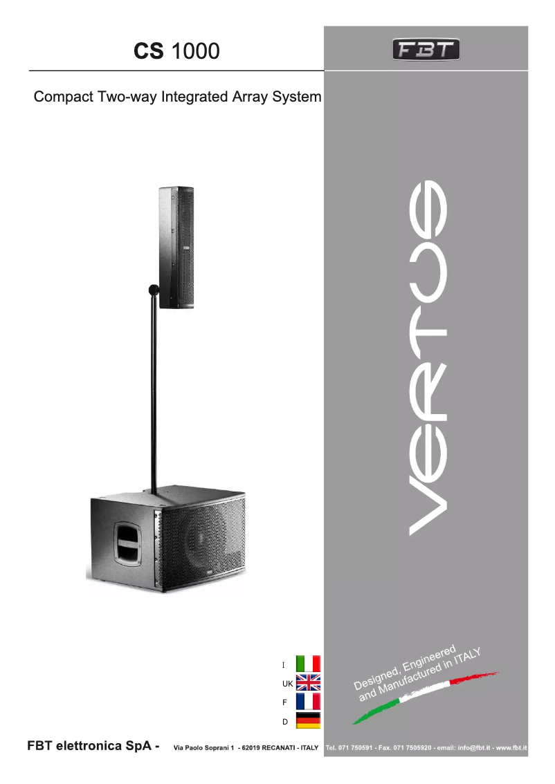 Image de la première page du manuel de l'appareil Vertus CS 1000