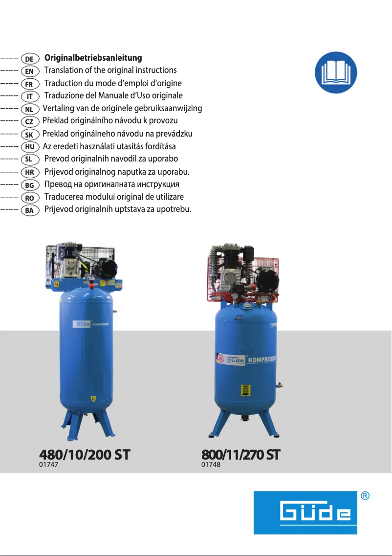 Page n°1 - Manuel utilisateur Güde Kompressor 480/10/200 ST