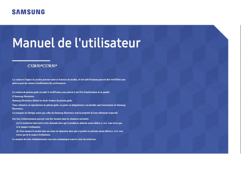 Page 1 de la notice Manuel utilisateur Samsung C32R500FHR
