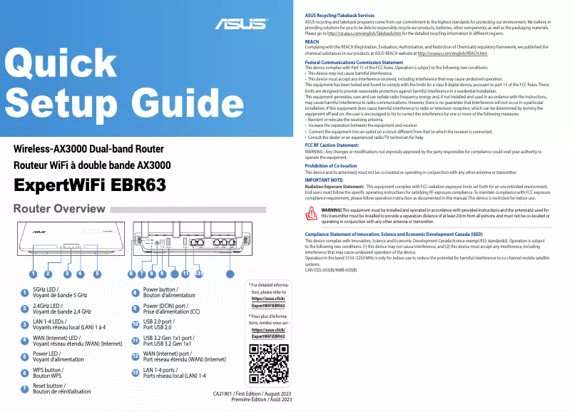 Page 1 de la notice Guide de démarrage rapide Asus ExpertWiFi EBR63