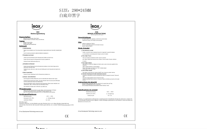 Page 1 de la notice Manuel utilisateur Irox GO2