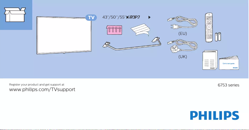 Page n°1 - Guide de démarrage rapide Philips 50PUS6753