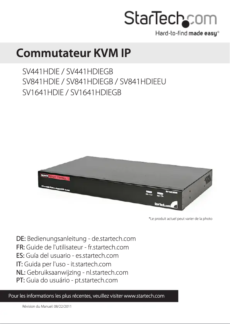 Image de la première page du manuel de l'appareil SV1641HDIE