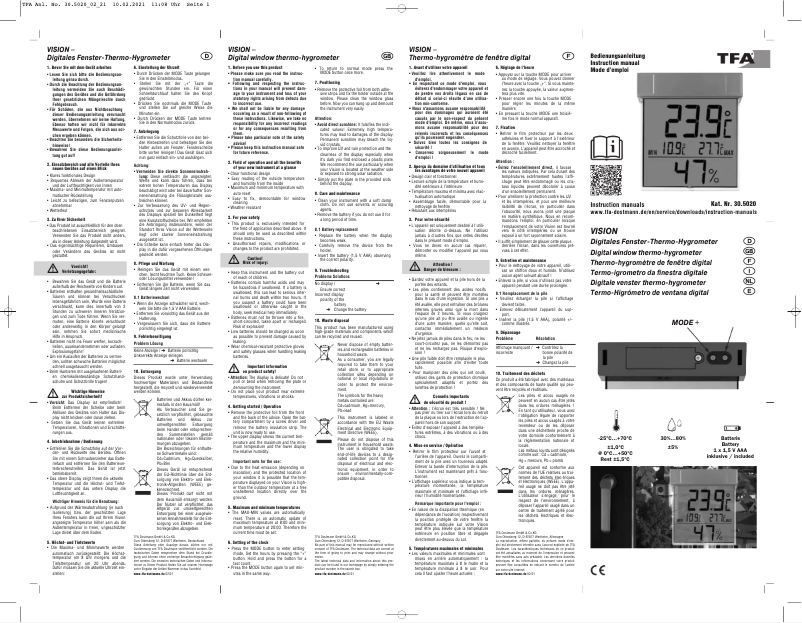 Image de la première page du manuel de l'appareil Vision 30.5020