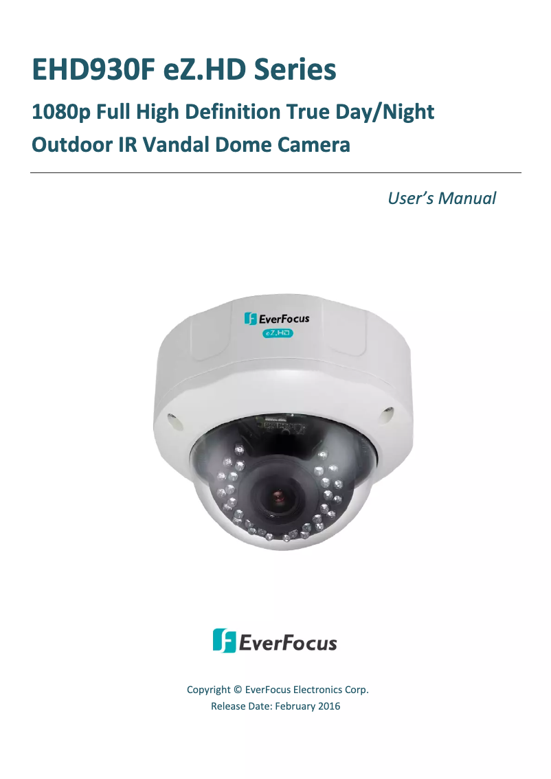 Page n°1 - Manuel utilisateur EverFocus EHD930F