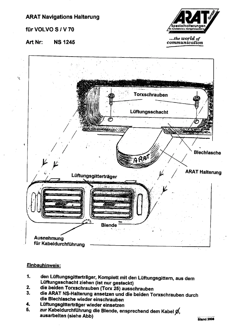 Page 1 de la notice Manuel utilisateur Arat NS1245