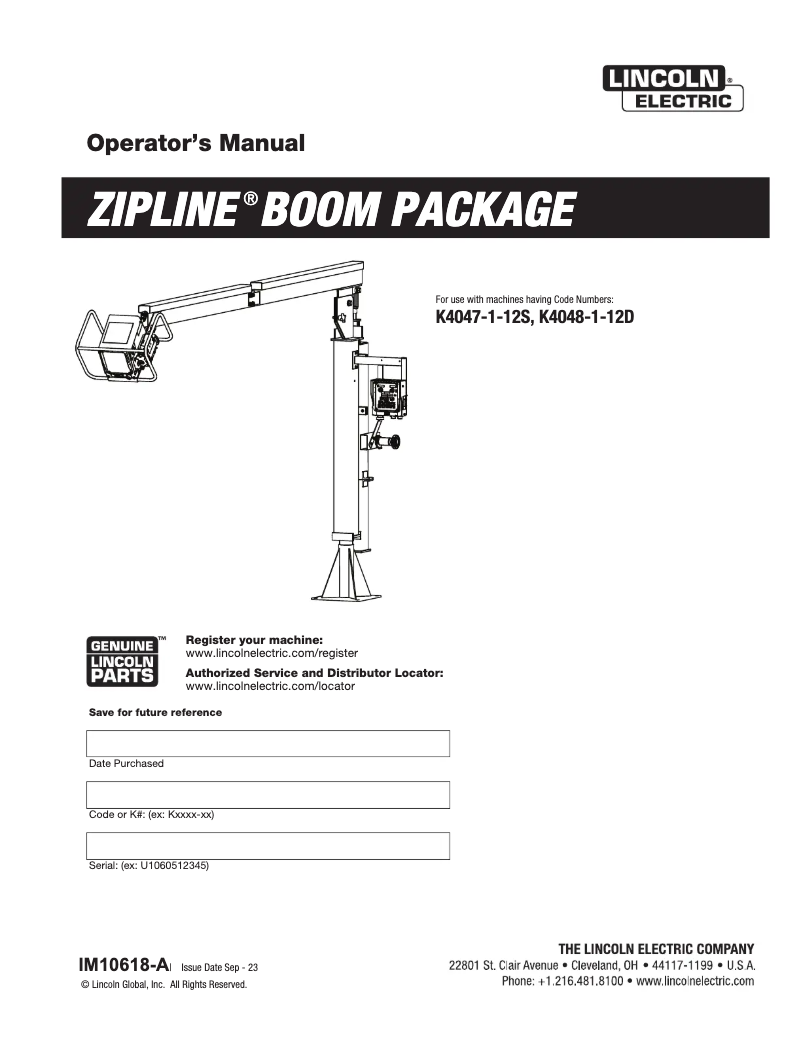 Imagen de la primera página del manual del dispositivo Zipline Boom Package