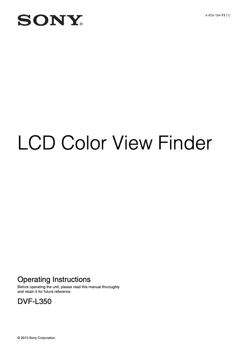 Image de la première page du manuel de l'appareil DVF-L350