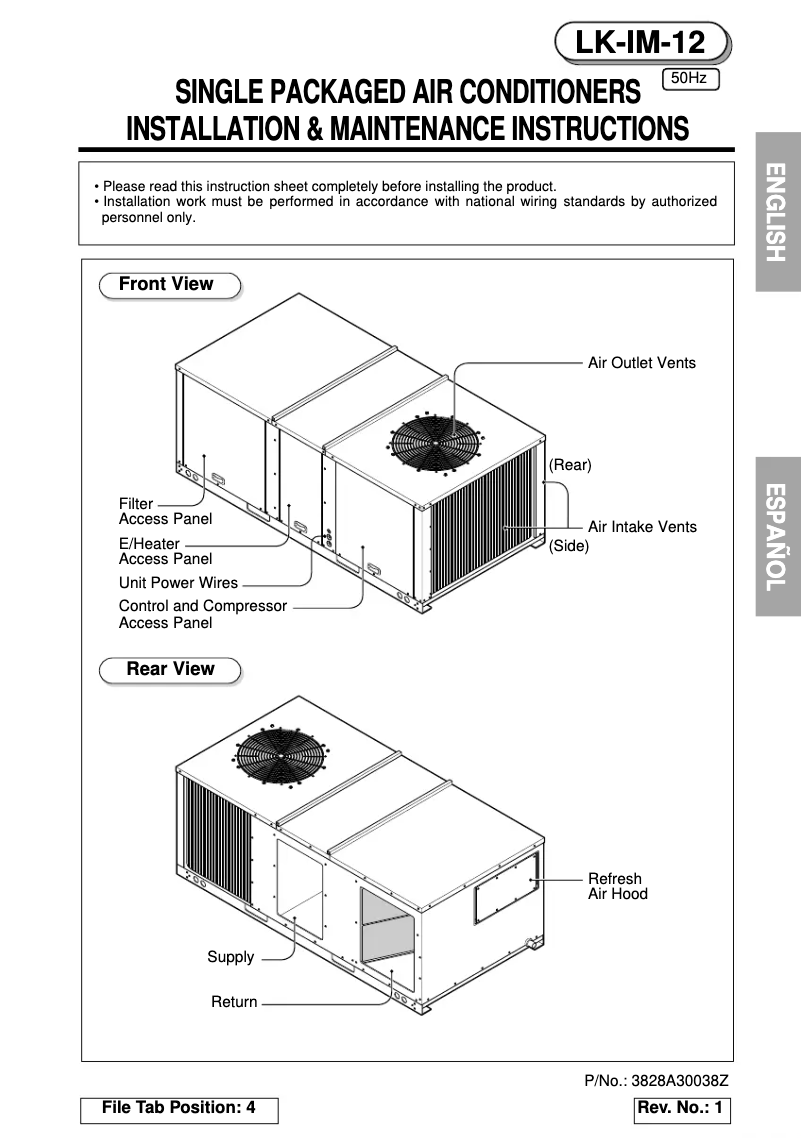 Image de la première page du manuel de l'appareil LK-2580CH