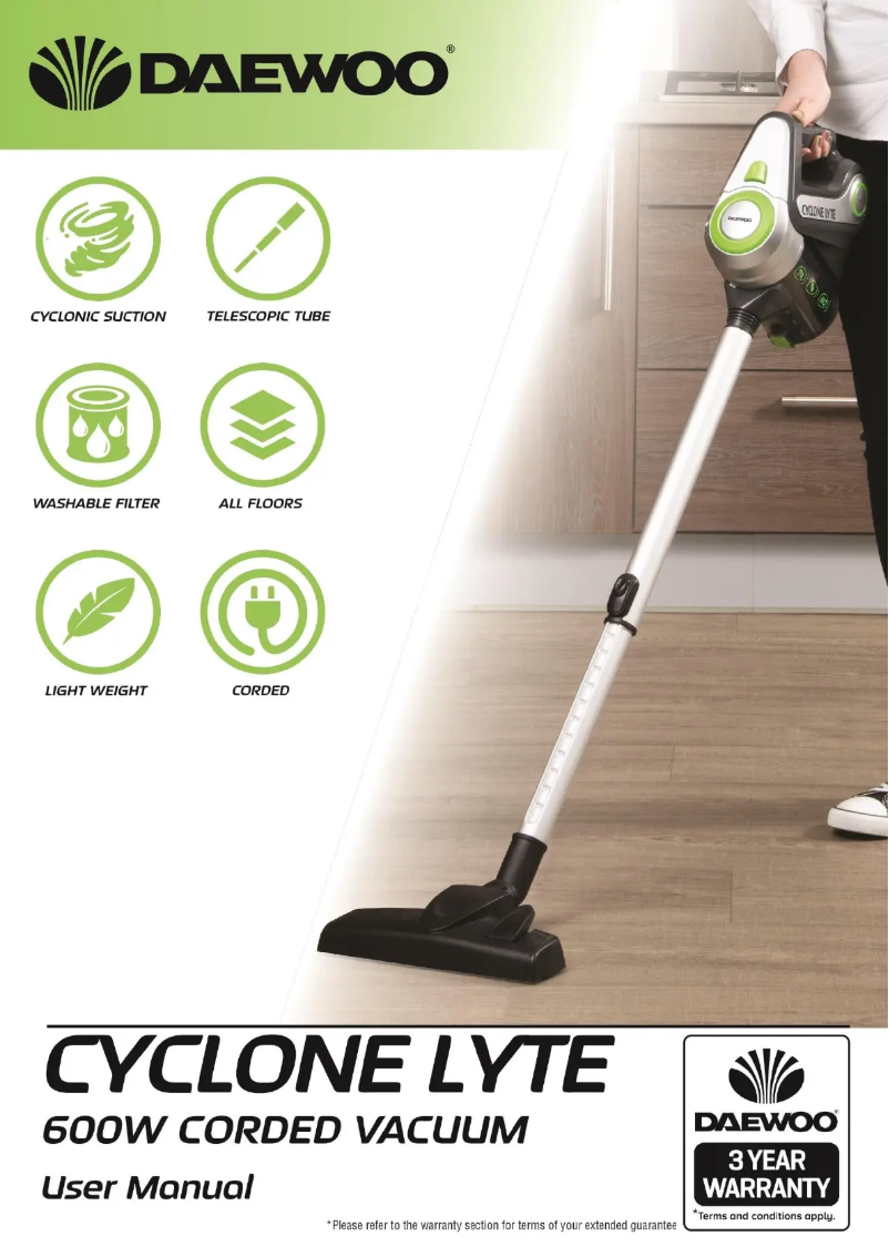 Page 1 de la notice Manuel utilisateur Daewoo Cyclone Lyte FLR00039