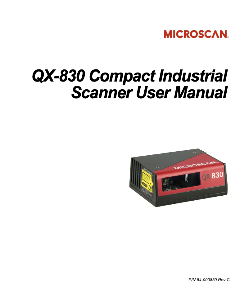 Page n°1 - Manuel utilisateur Microscan QX-830