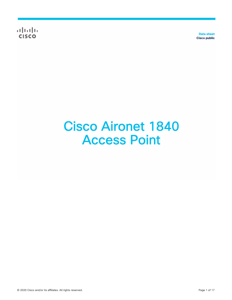 Page 1 de la notice Manuel utilisateur Cisco Aironet 1840