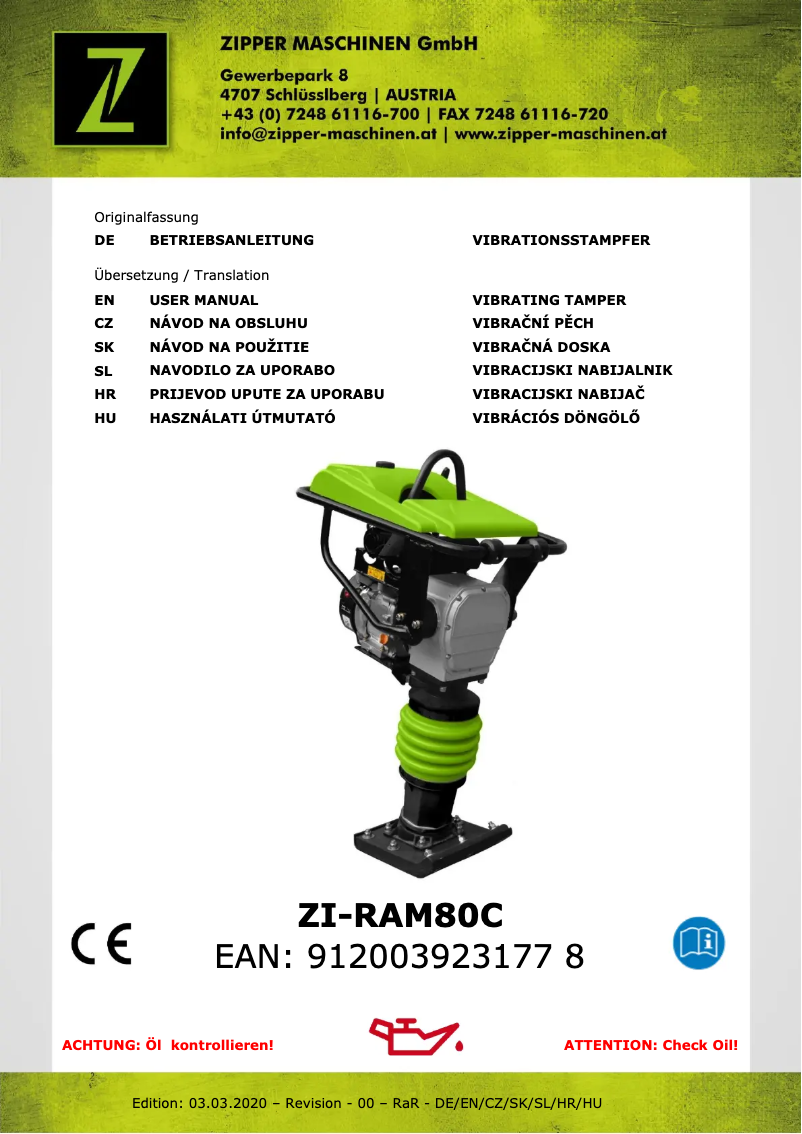 Page n°1 - Manuel utilisateur Zipper ZI-RAM80C