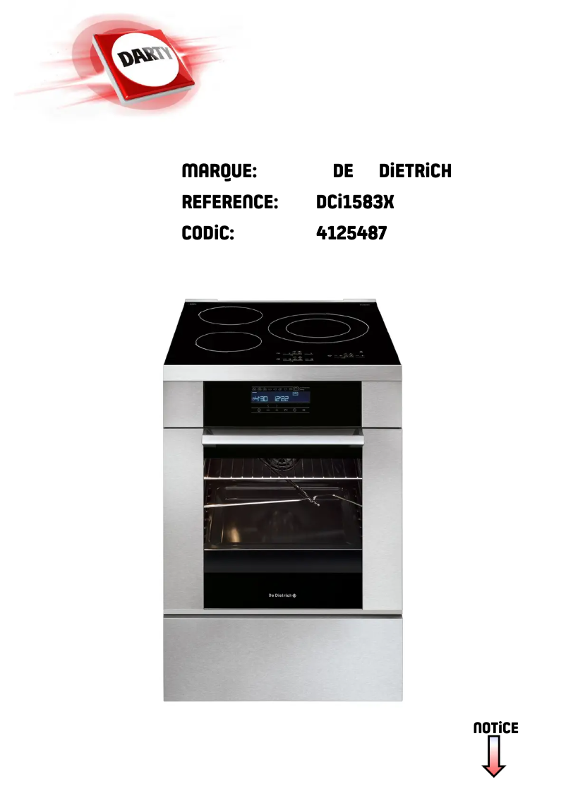 Page 1 de la notice Manuel utilisateur De Dietrich DCI1583X