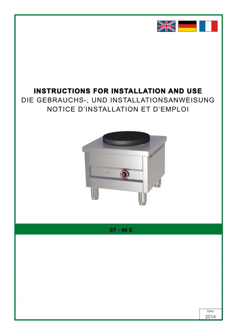 Page n°1 - Manuel utilisateur Bartscher E 1K500