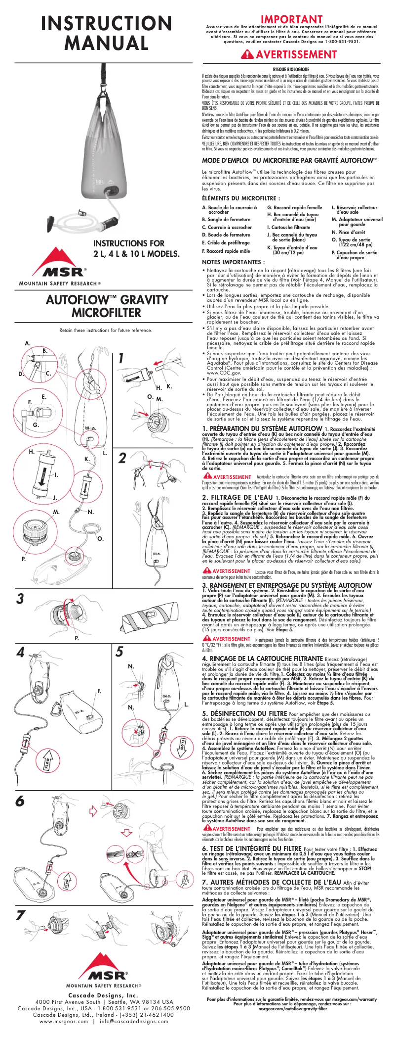 Page 1 de la notice Manuel utilisateur MSR AutoFlow XL
