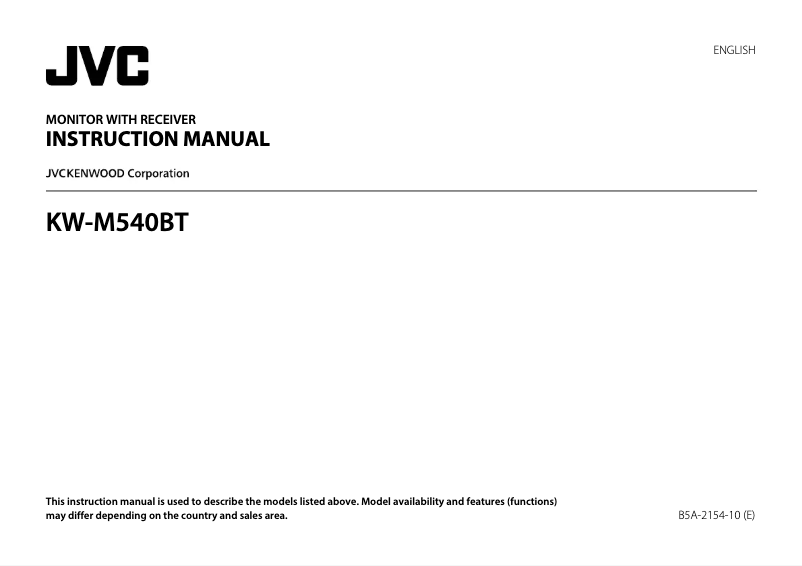 Image de la première page du manuel de l'appareil KW-M540BT
