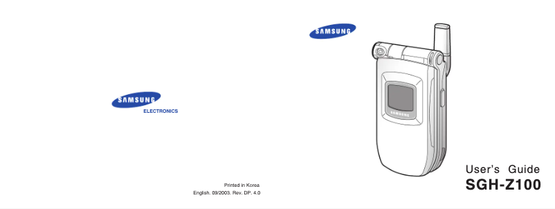 Imagen de la primera página del manual del dispositivo SGH-Z100