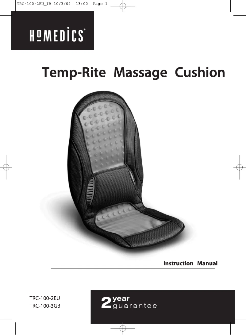 Image de la première page du manuel de l'appareil Temp-Rite Massage TRC-100