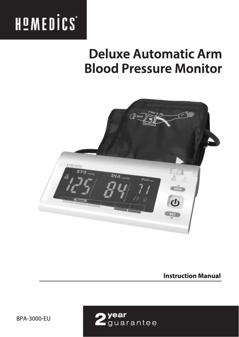 Page 1 de la notice Manuel utilisateur Homedics BPA-3000-EU