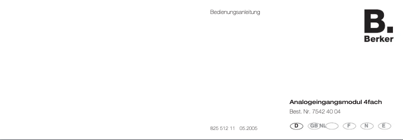 Page 1 de la notice Manuel utilisateur Berker 75424004