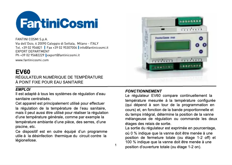 Image de la première page du manuel de l'appareil EV60