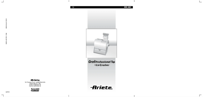 Page n°1 - Manuel utilisateur Ariete Gratì Professional 0445