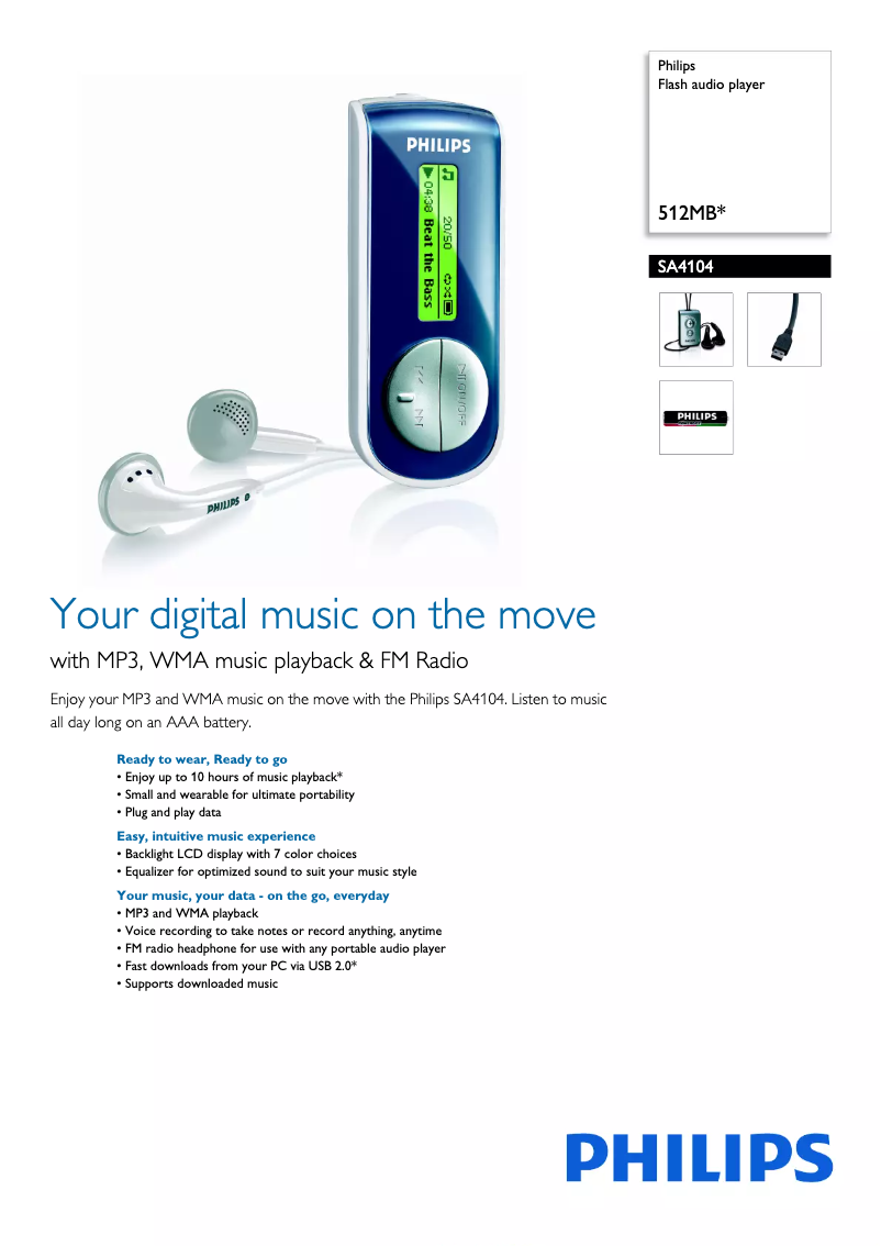 Page n°1 - Brochure Philips SA4104