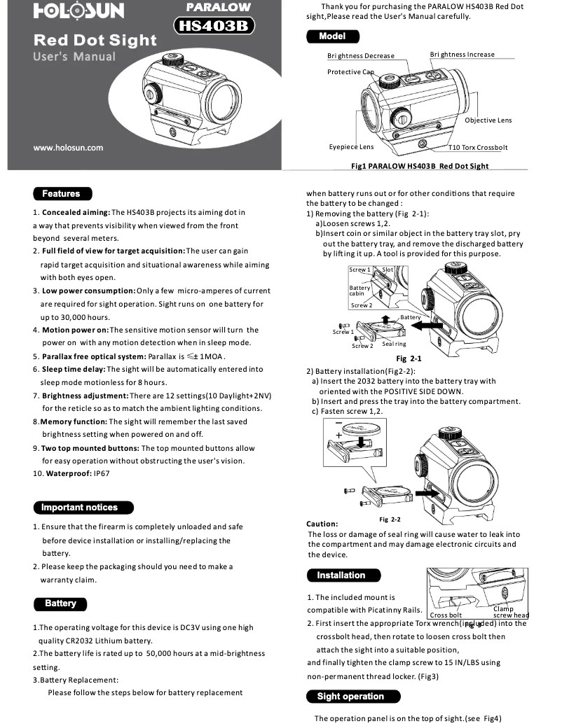 Image de la première page du manuel de l'appareil Paralow HS403B