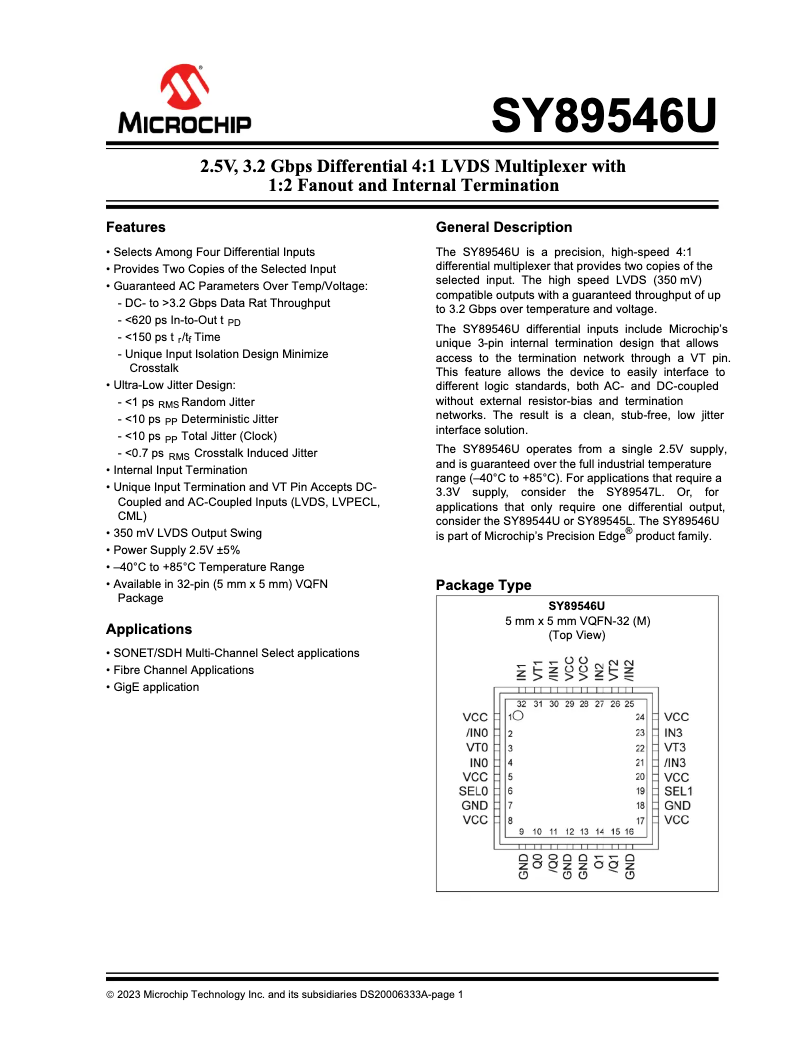 Image de la première page du manuel de l'appareil SY89546U