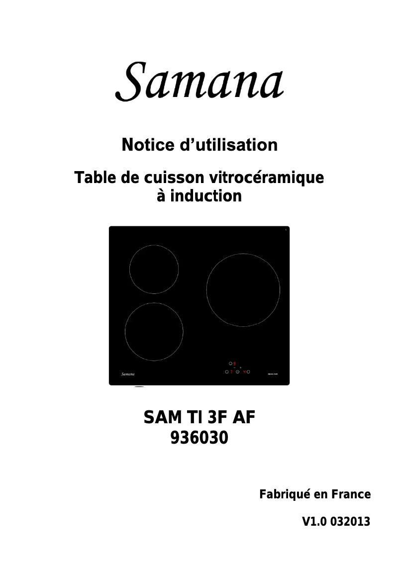 Page 1 de la notice Manuel utilisateur Samana SAM TI 3F AF